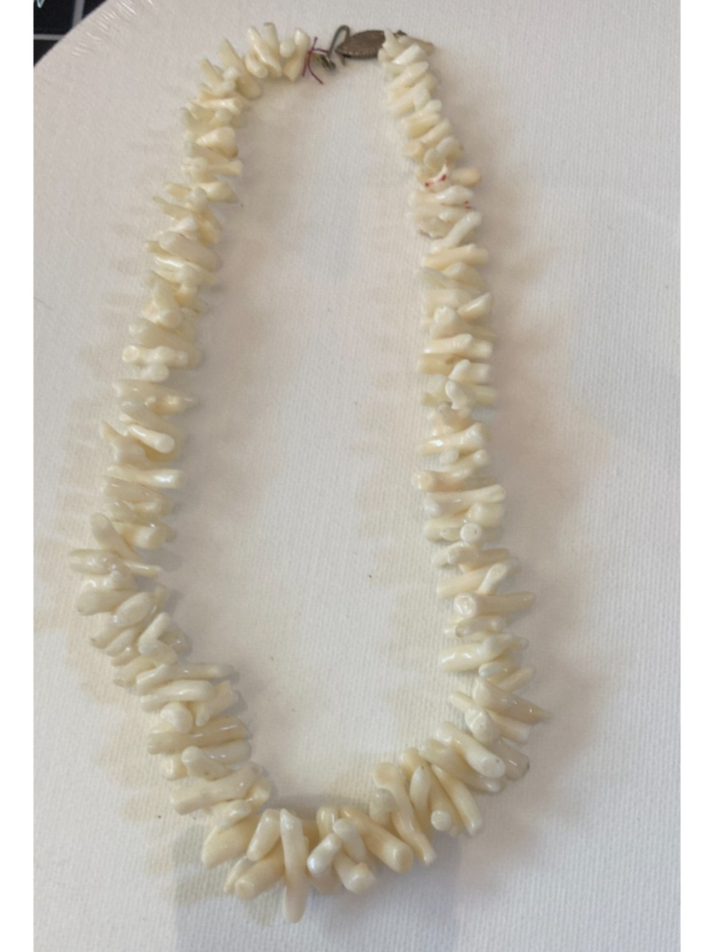 Vintage White Branch Coral Necklace Sterling Silver Clasp Natural Coral 16”